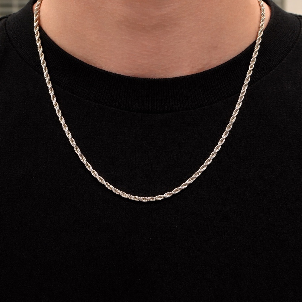Elegant Stainless Steel Silver Rope Chain Necklace (H5)
